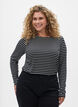 Gestreifte Langarmbluse, Schwarz, Model image number 0