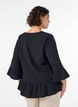 Bluse mit Struktur, V-Ausschnitt und R&uuml;schen, Schwarz, Model image number 2