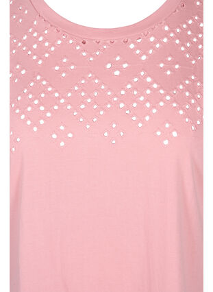 T-Shirt aus Baumwolle mit Lochstickerei , Blush, Packshot image number 2