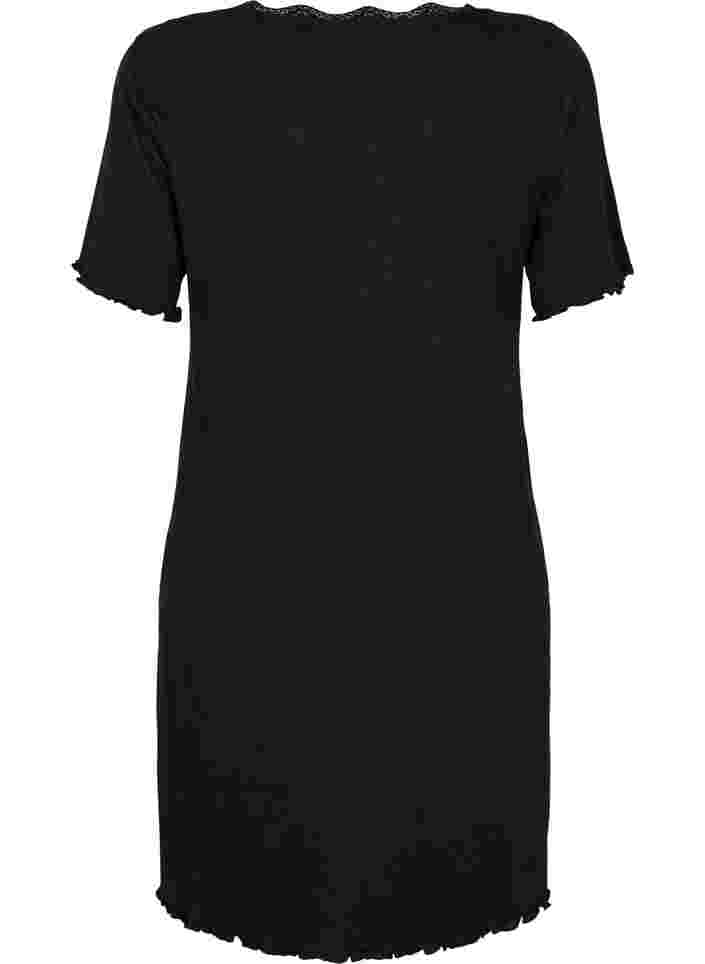 Kurzärmeliges Nachthemd mit Spitze, Black, Packshot image number 1
