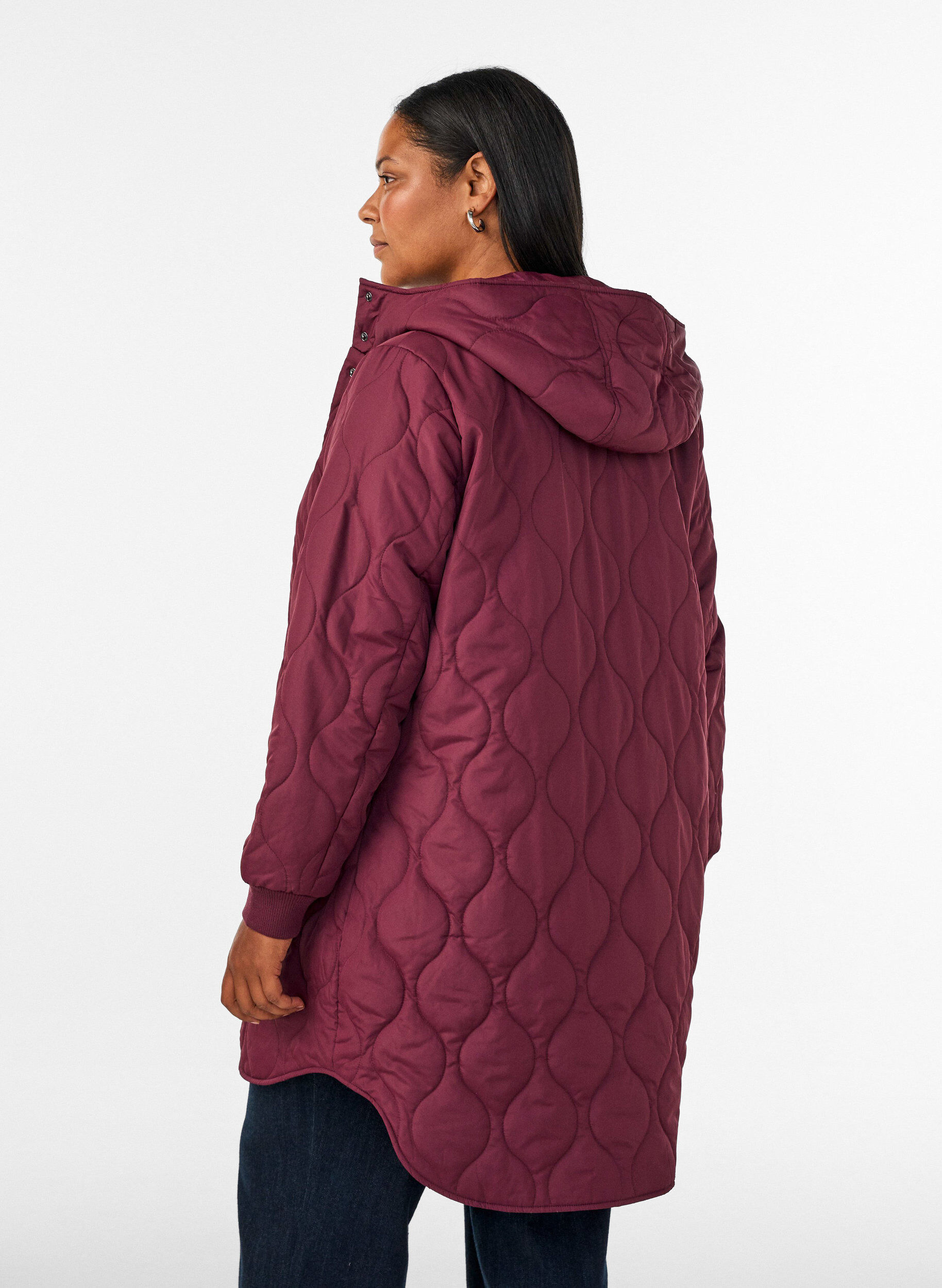 ZizziMittellange Steppjacke mit Kapuze, 0655, Model image number 2