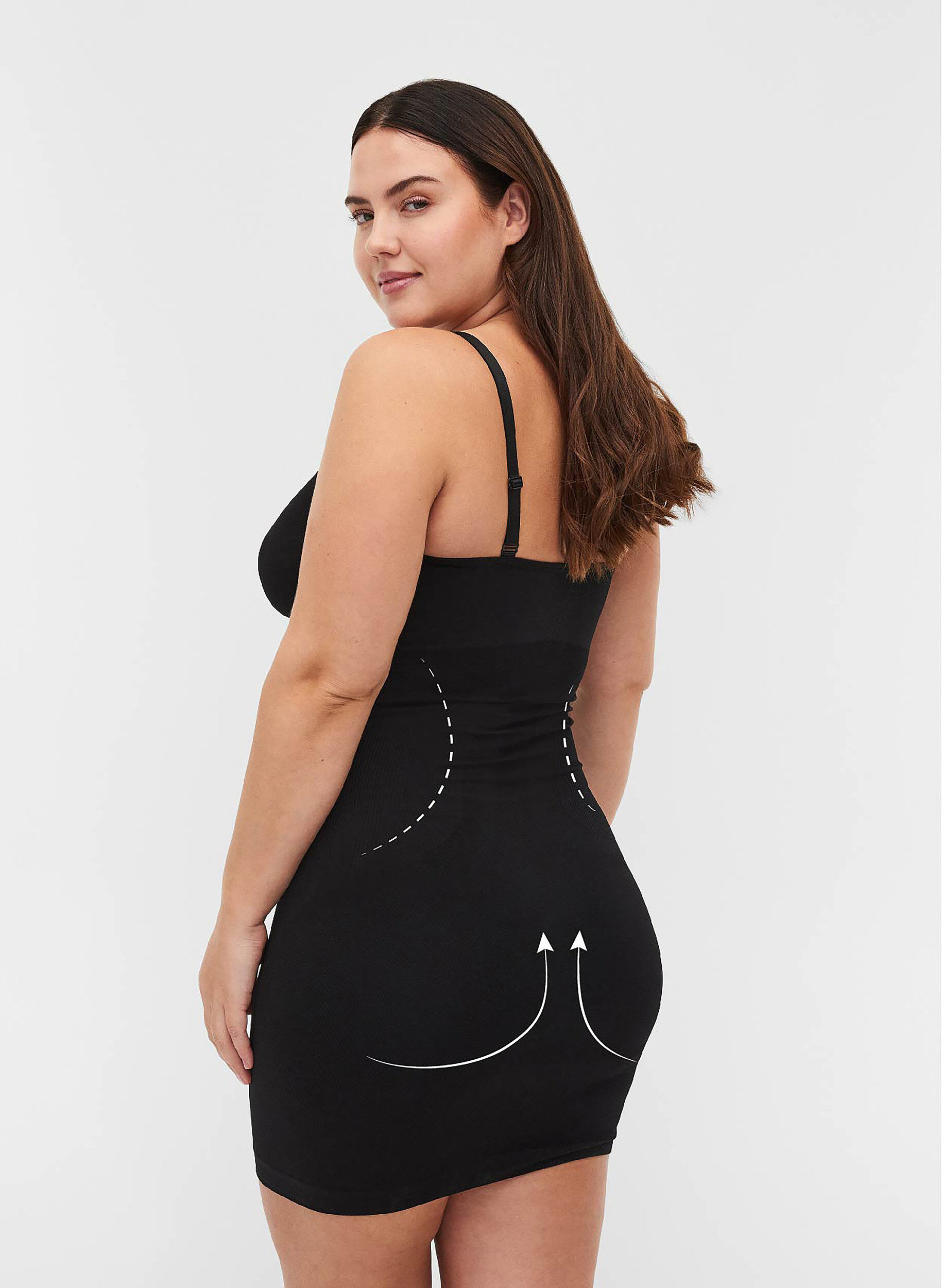 ZizziShapewear Kleid mit breiten Tr&auml;gern, Schwarz, Model image number 1