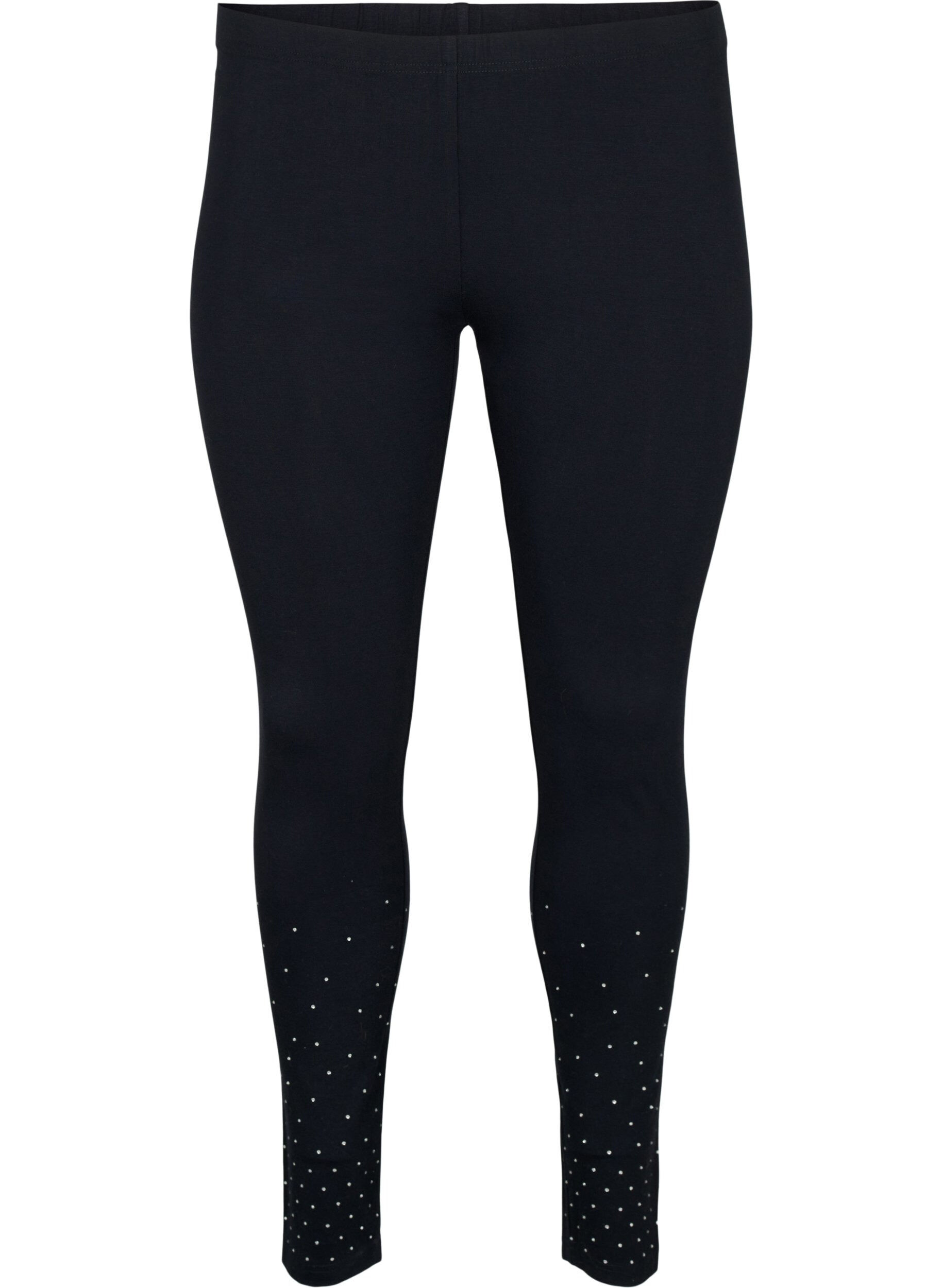 ZizziLeggings aus Viskose mit Similisteinen, Black, Packshot image number 0