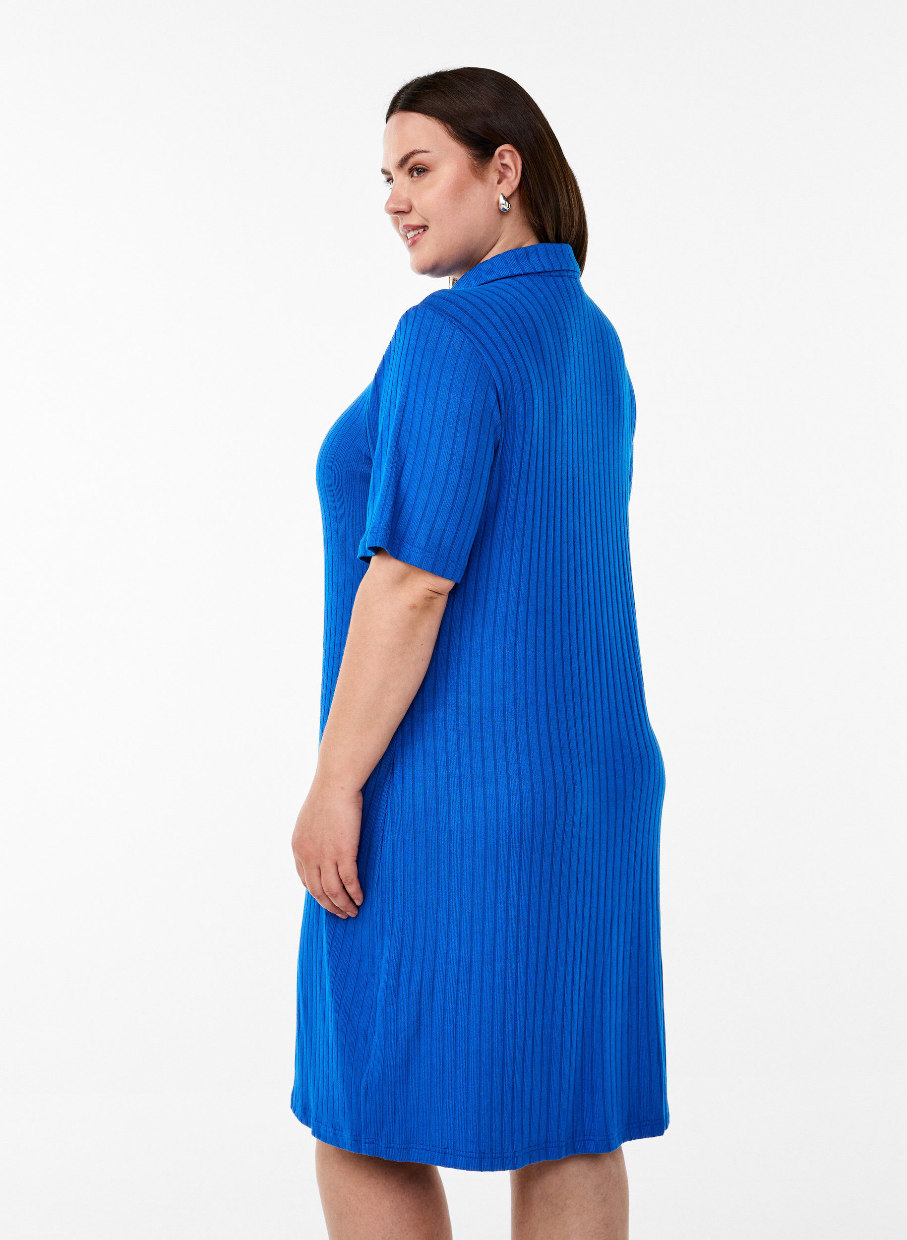ZizziJerseykleid mit kurzen &Auml;rmeln in Kniel&auml;nge, Blau, Model image number 2