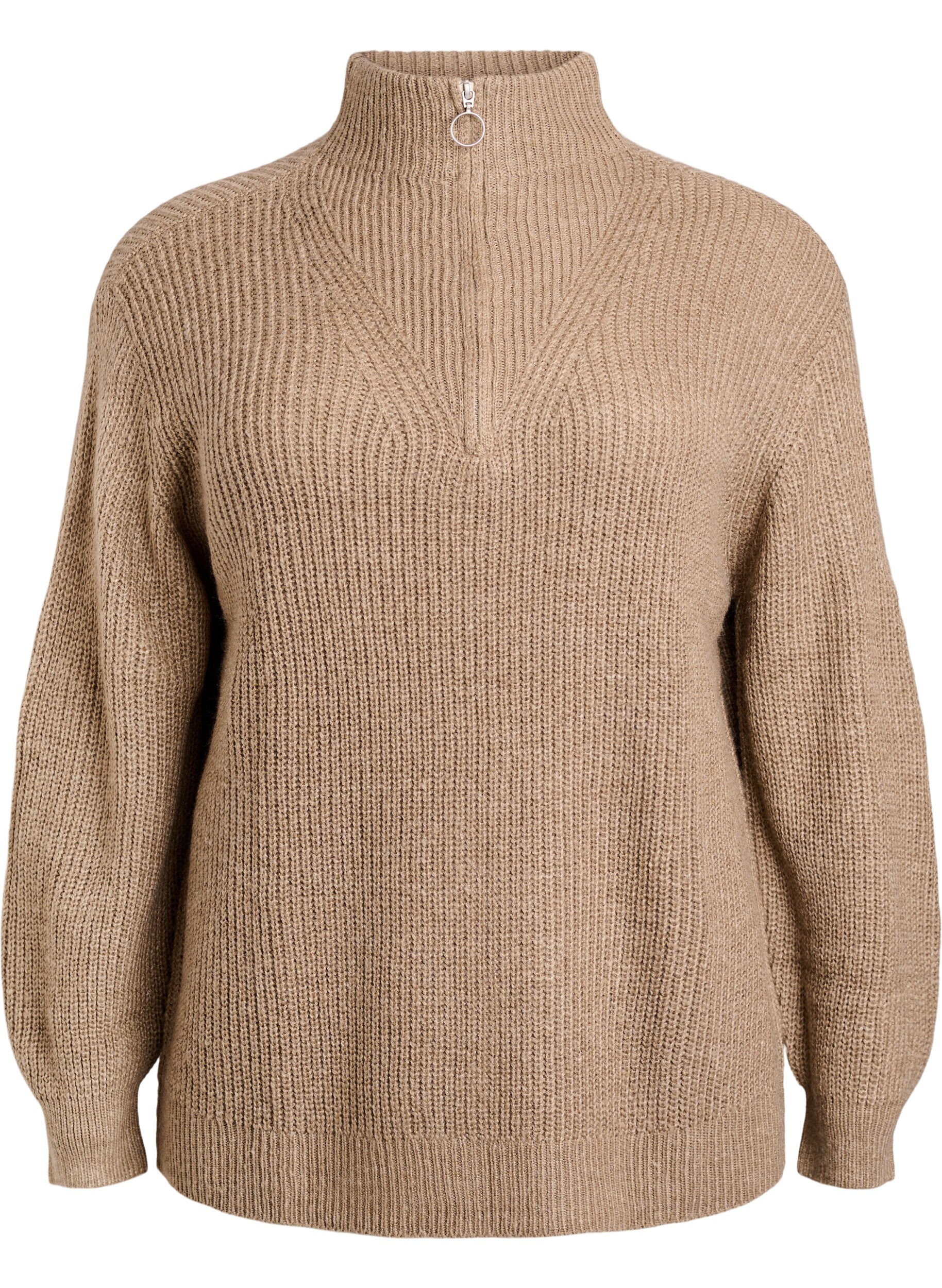FLASH - Strickpullover mit hohem Kragen und Rei&szlig;verschluss