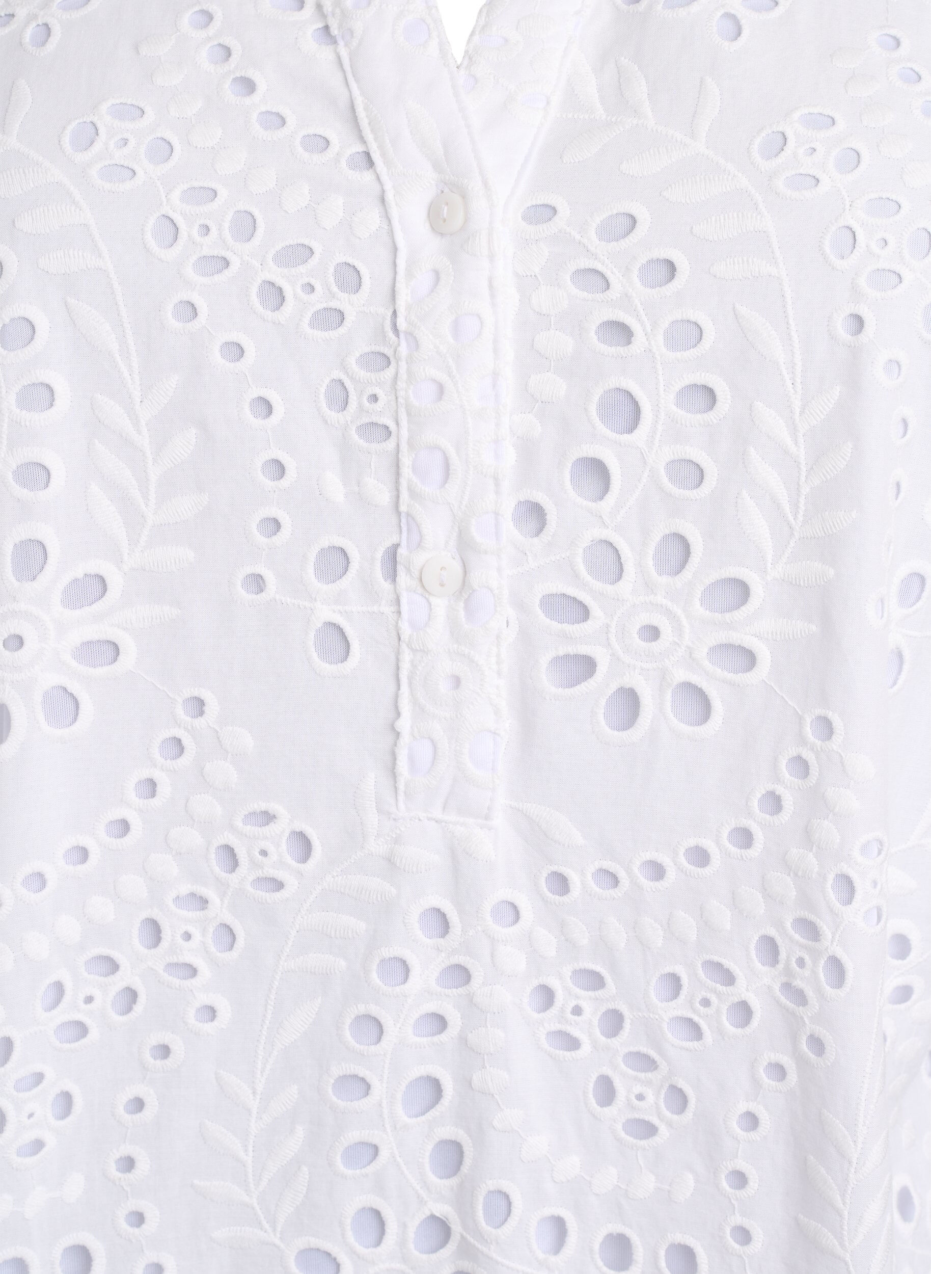 ZizziKleid aus Broderie Anglaise mit R&uuml;schen&auml;rmeln, Wei&szlig;, Packshot image number 2