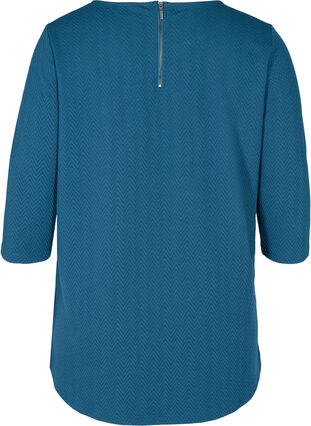 Bluse mit Struktur und 3/4-Ärmeln, Majolica Blue, Packshot image number 1