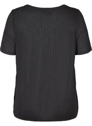 T-Shirt mit Gummizug im Saum, Black, Packshot image number 1