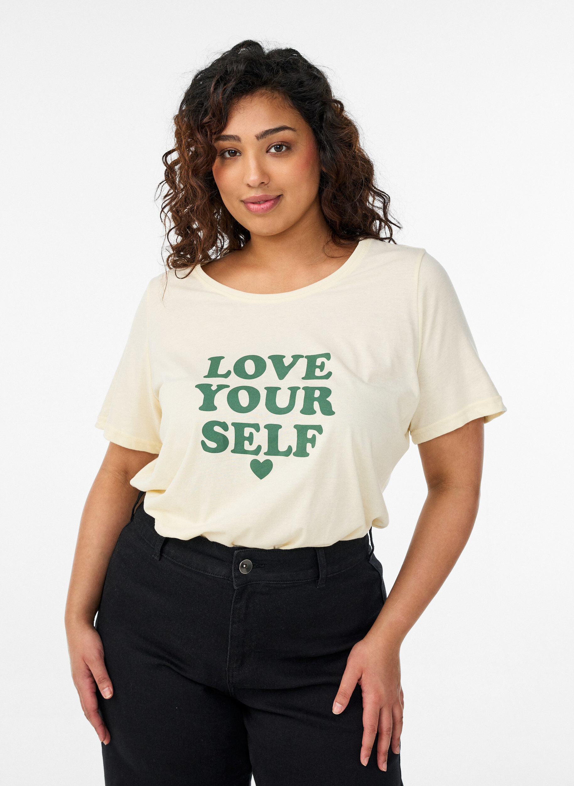 T-Shirt mit Print, Gelb, Model