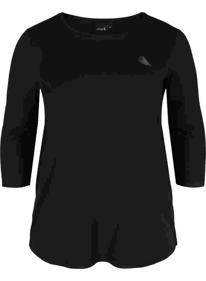 Trainingsshirt mit 3/4-Ärmeln, Black, Packshot image number 0