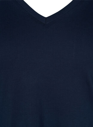 T-Shirt aus Bio-Baumwolle mit V-Ausschnitt, Navy Blazer, Packshot image number 2
