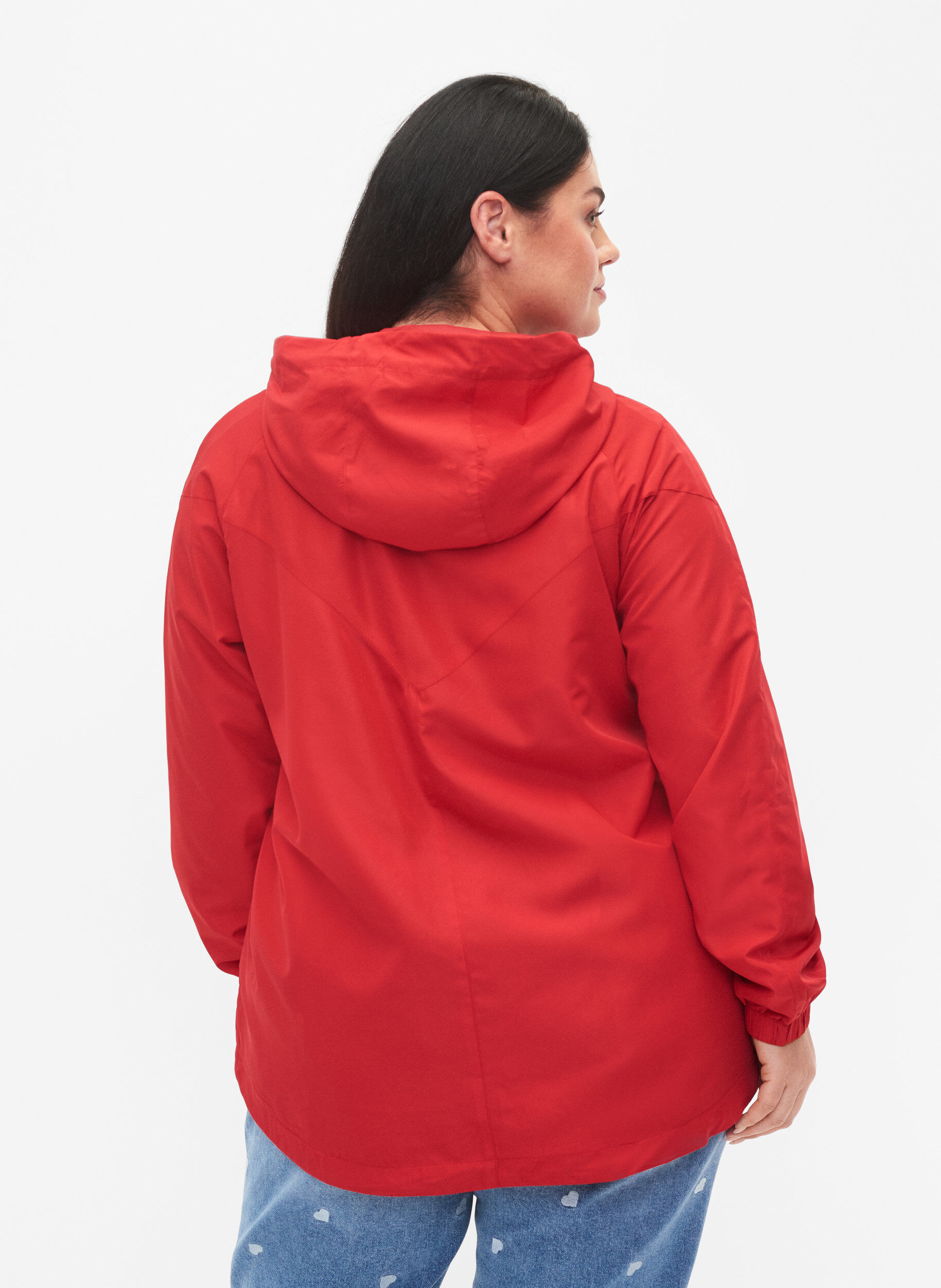 ZizziKurze Jacke mit Kapuze und verstellbarer Saum, Tango Red, Model image number 1