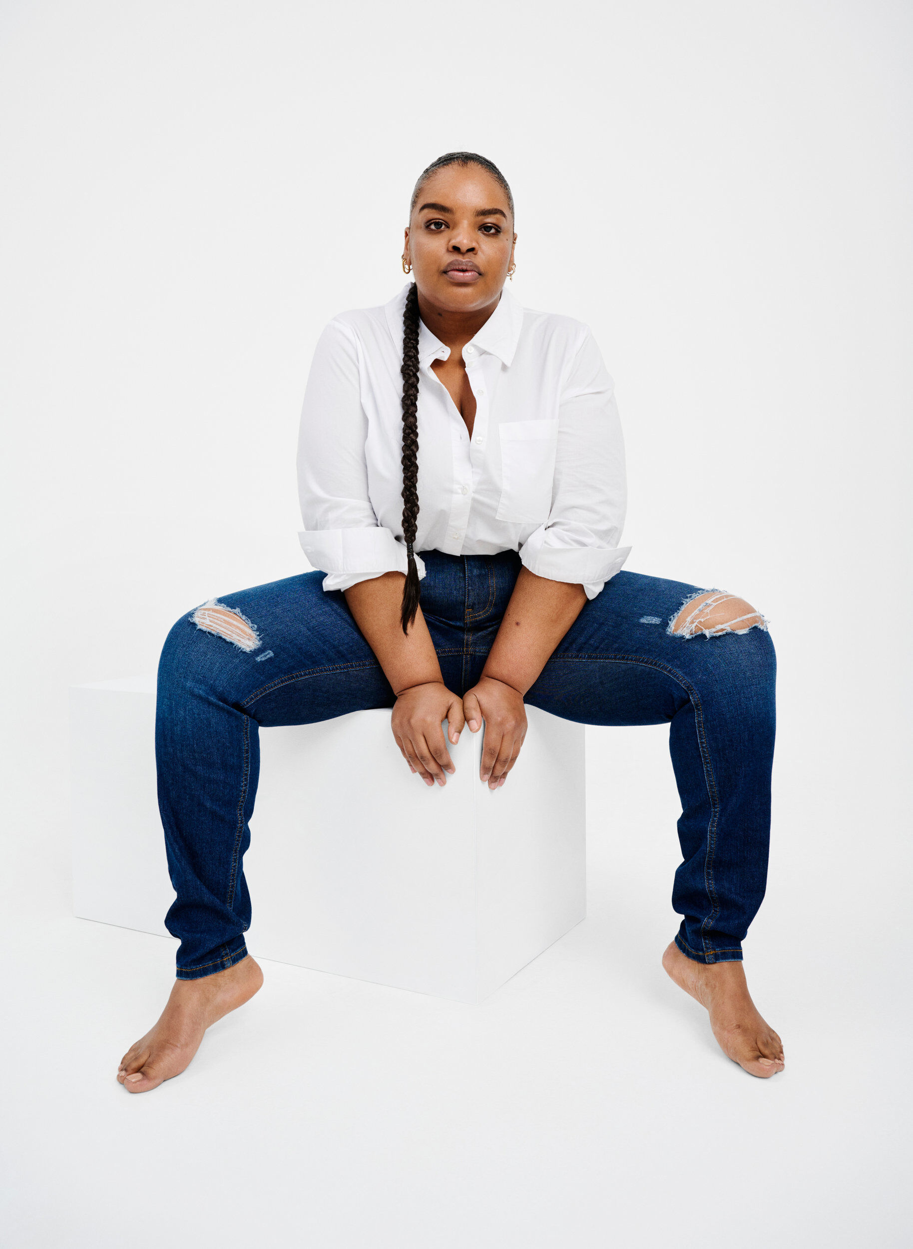 ZizziSuper schlanke Amy Jeans mit Zerst&ouml;rung und hoher Taille, Dark blue, Image image number 1