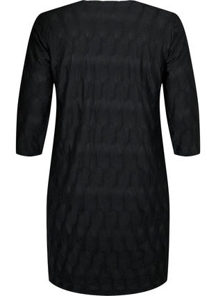 FLASH - Kleid mit Textur und 3/4 Ärmeln, Black, Packshot image number 1