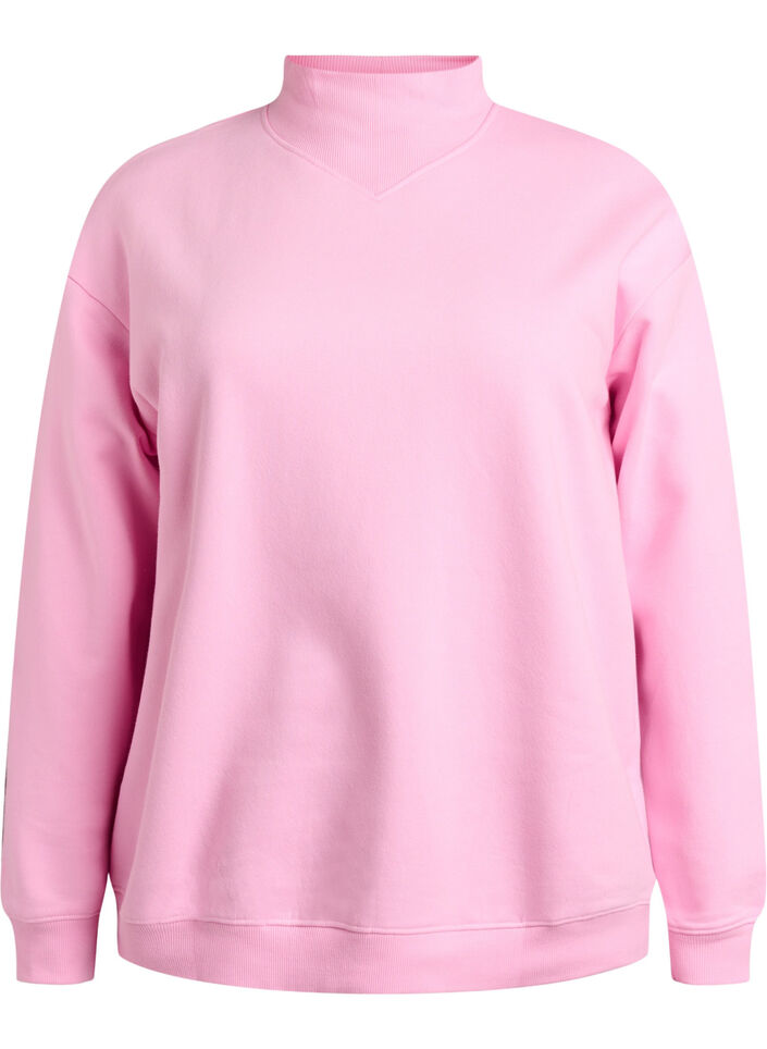 Sweatshirt mit hohem Kragen und langen &Auml;rmeln, Pink, Packshot image number 0