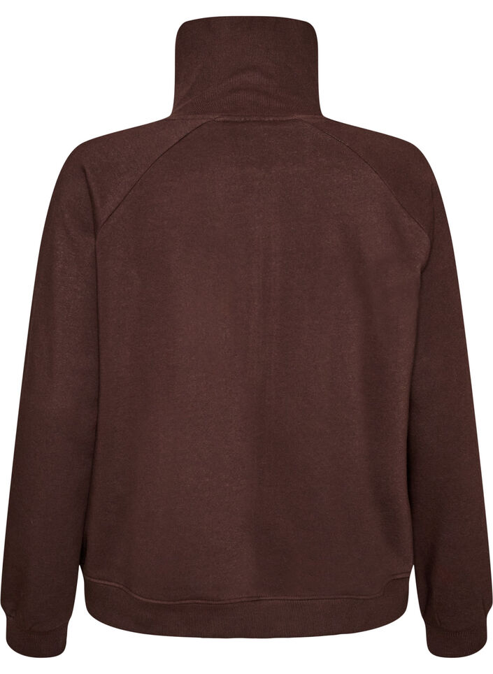 Sweatjacke mit hohem Kragen und Rei&szlig;verschluss, Braun, Packshot image number 1