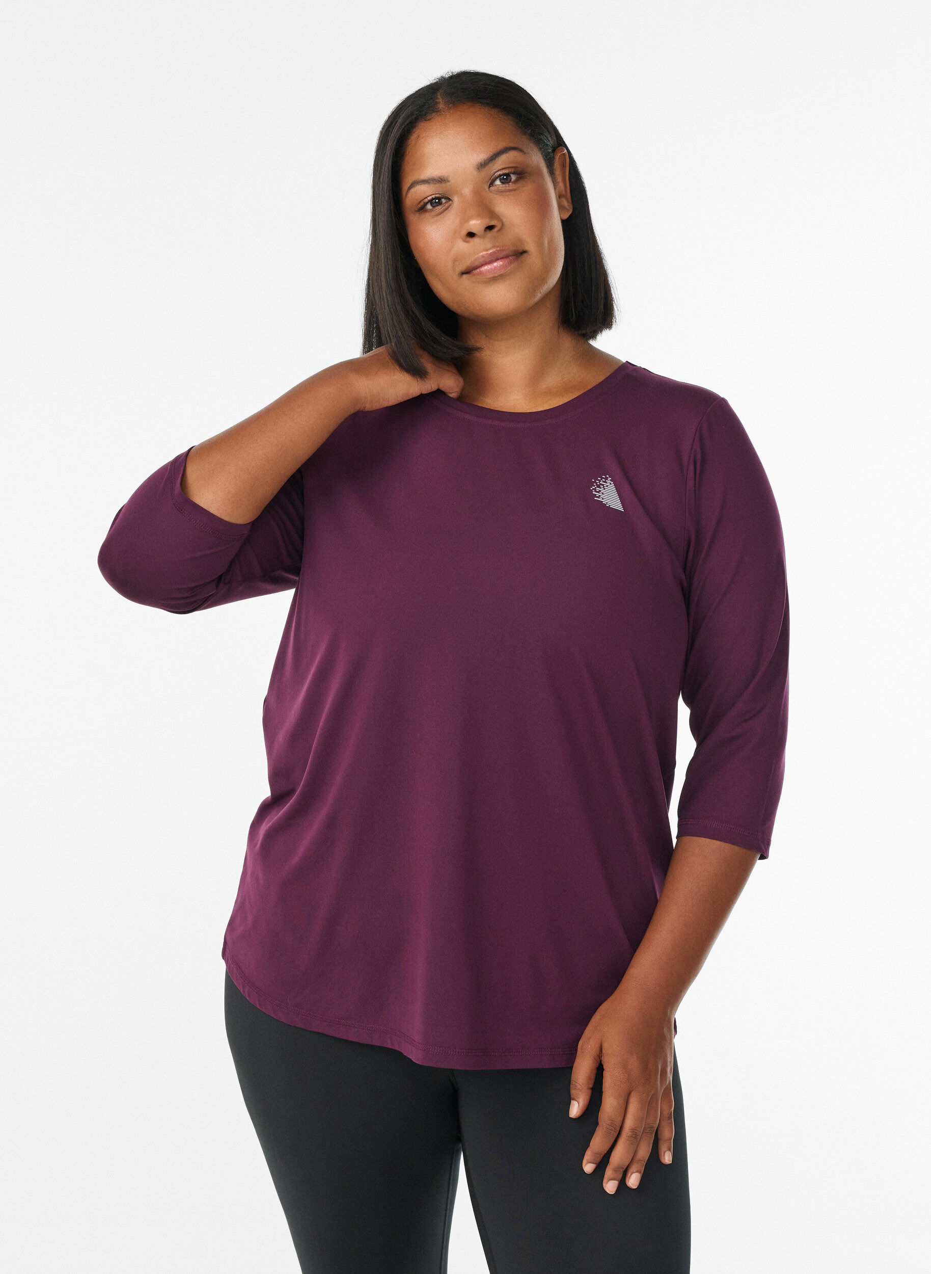 Trainingsshirt mit 3/4-&Auml;rmeln, Lila, Model