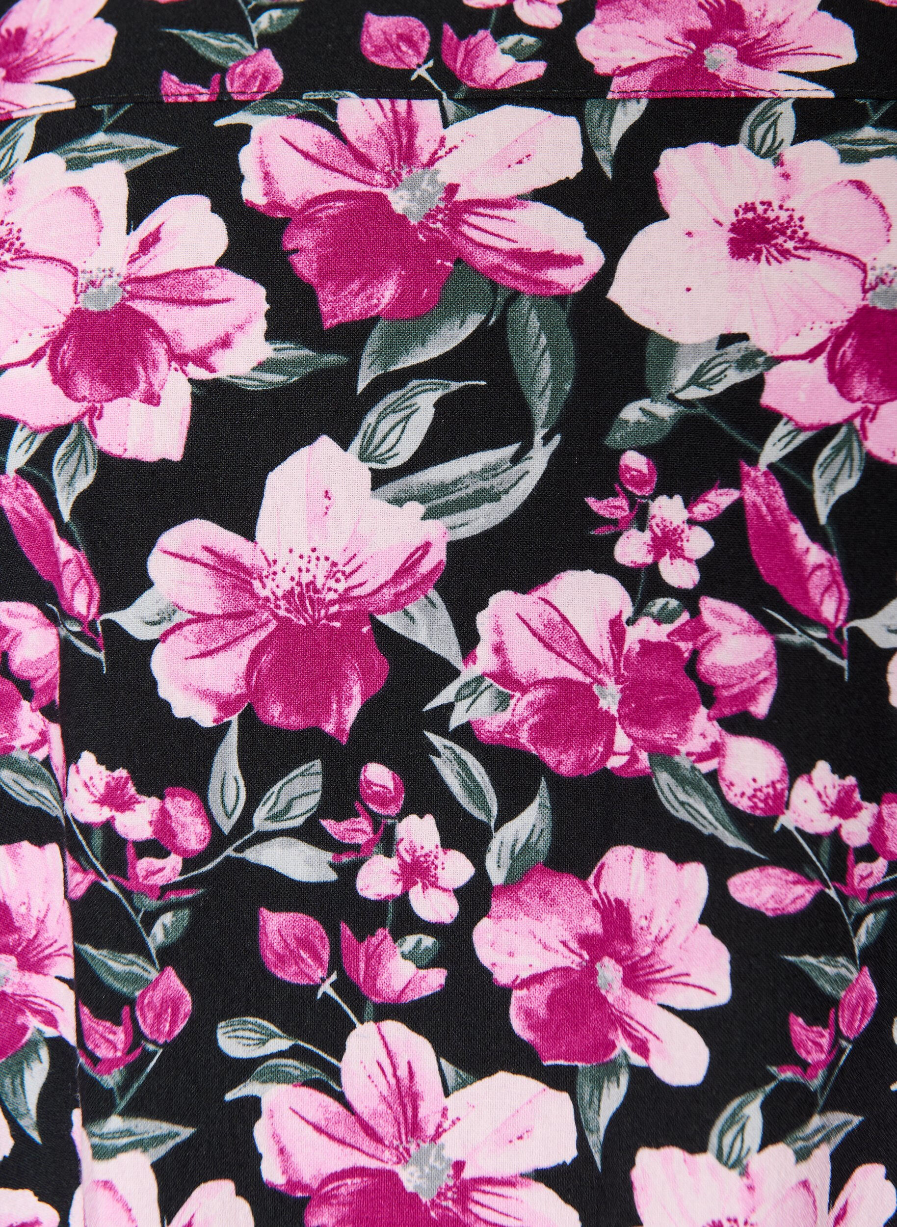 ZizziKurz&auml;rmliges Baumwollkleid mit Aufdruck, Schwarz, Packshot image number 2