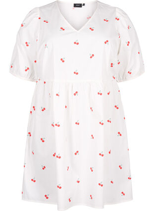Kleid mit Kirschdruck in A-Linien-Form, B. White/Cherry, Packshot image number 0