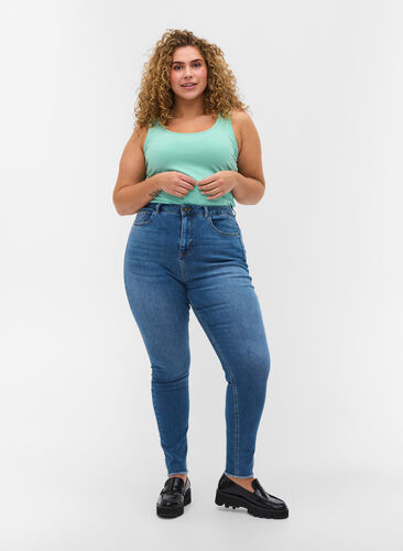 Bea Jeans mit hoher Taille, Blue denim, Model image number 0