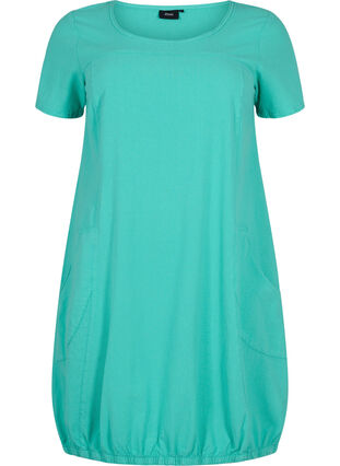Kurzarm Kleid aus Baumwolle, Aqua Green, Packshot image number 0
