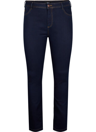 Super Slim Amy Jeans mit hoher Taille, Blue denim, Packshot image number 0