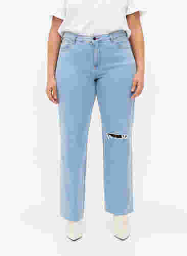 Hochtaillierte Gemma Jeans mit Loch am Knie, Ex Lgt Blue, Model image number 2