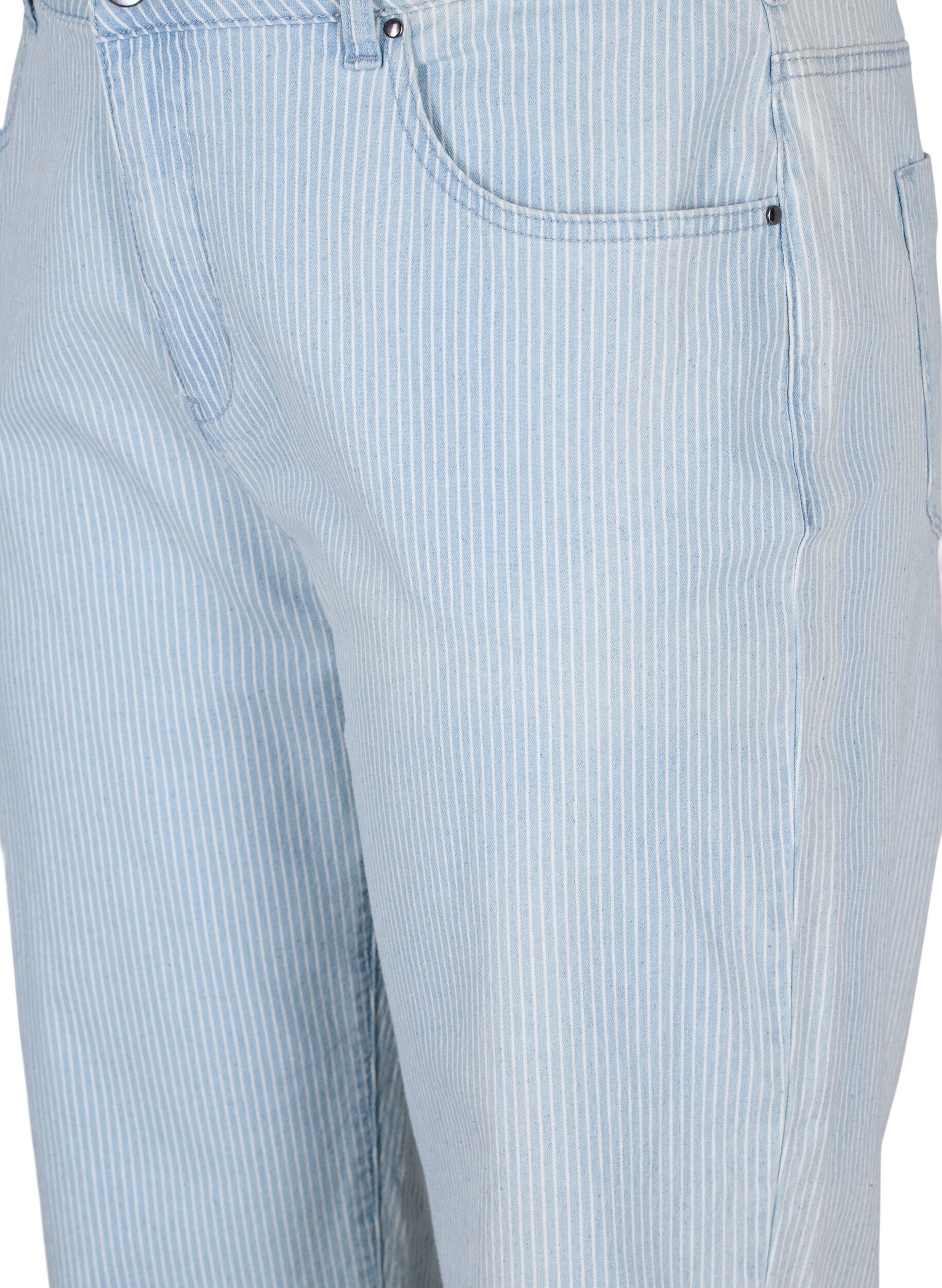 ZizziStraight Jeans mit Kn&ouml;chell&auml;nge, Light Blue Stripe, Packshot image number 2