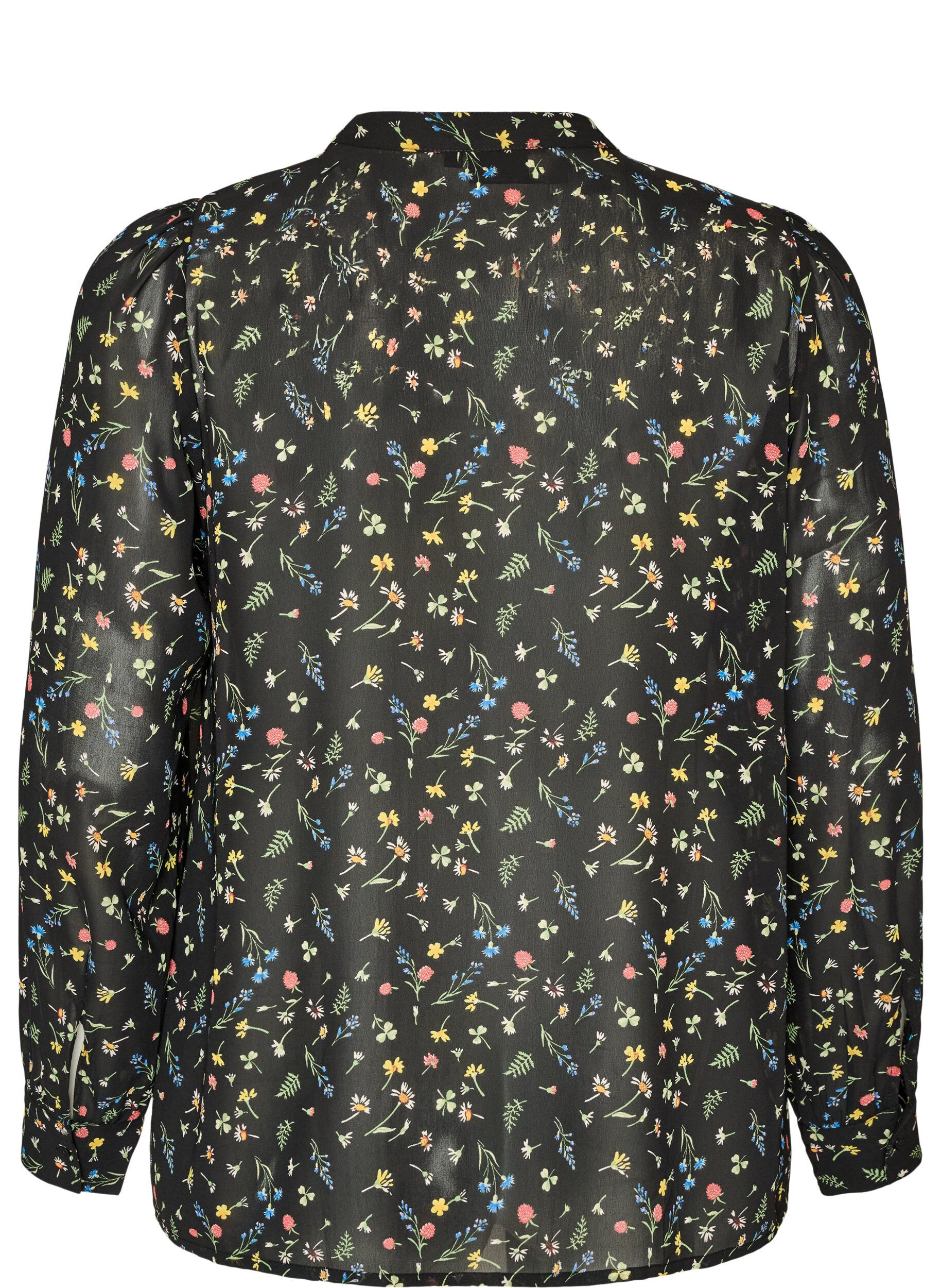ZizziBluse mit Allover-Print und kurzer Knopfleiste, Schwarz, Packshot image number 1
