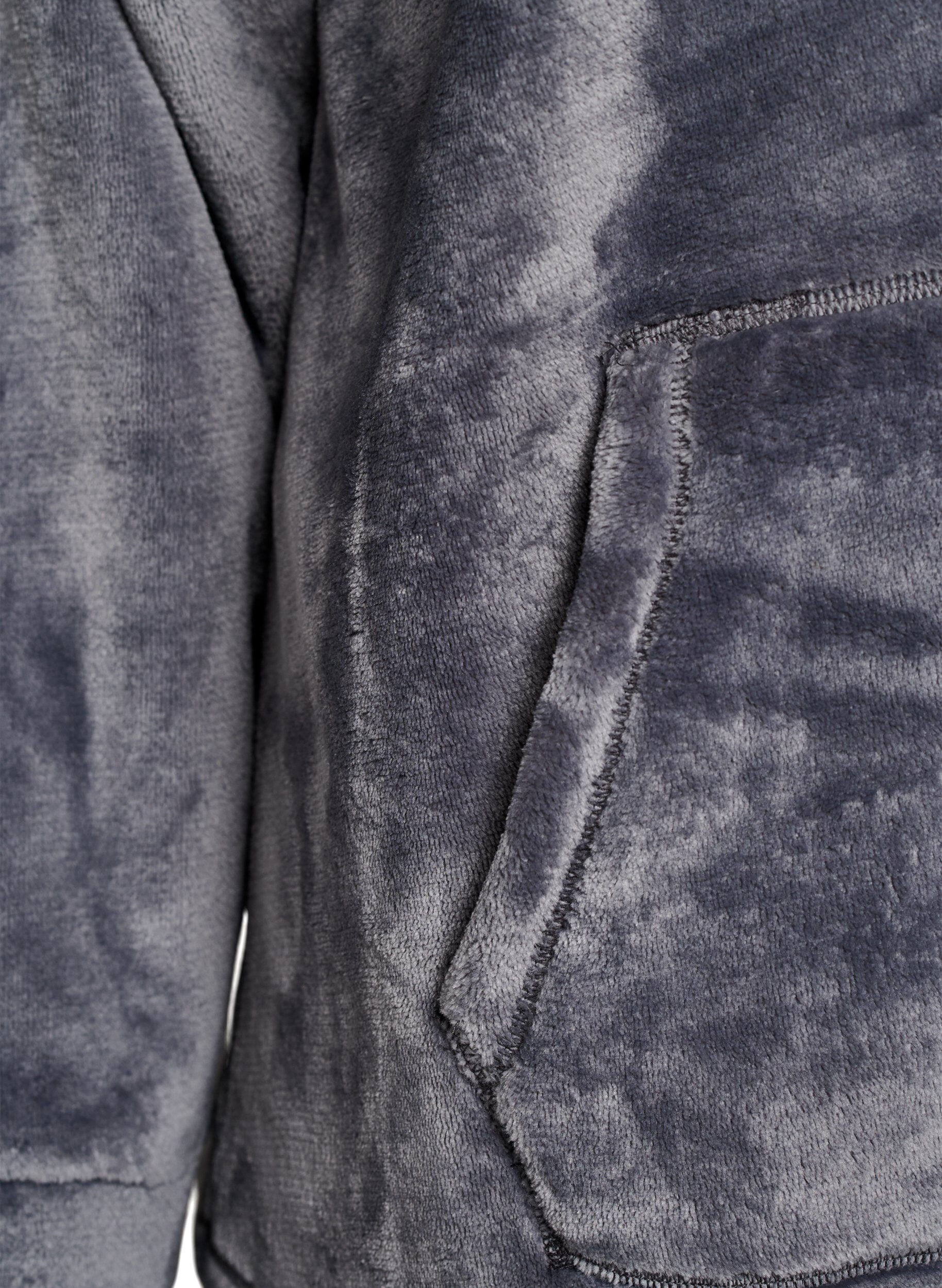 ZizziHoodie aus Velours mit K&auml;ngurutasche, Grau, Packshot image number 3