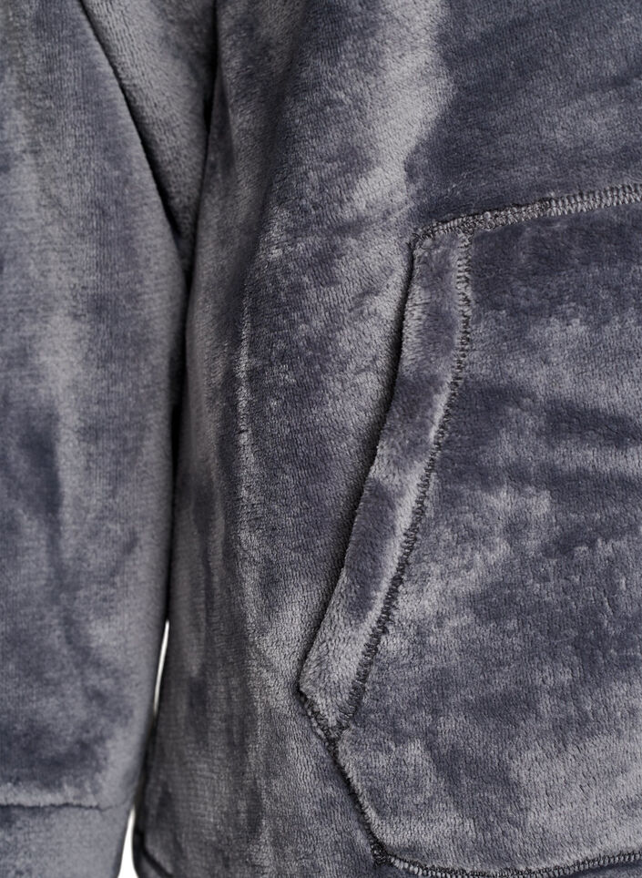 Hoodie aus Velours mit K&auml;ngurutasche, Grau, Packshot image number 3