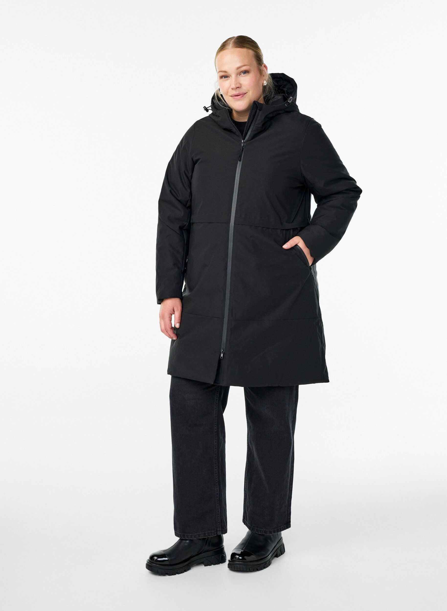 ZizziWinterjacke mit verstellbarer Taille, Schwarz, Model image number 1