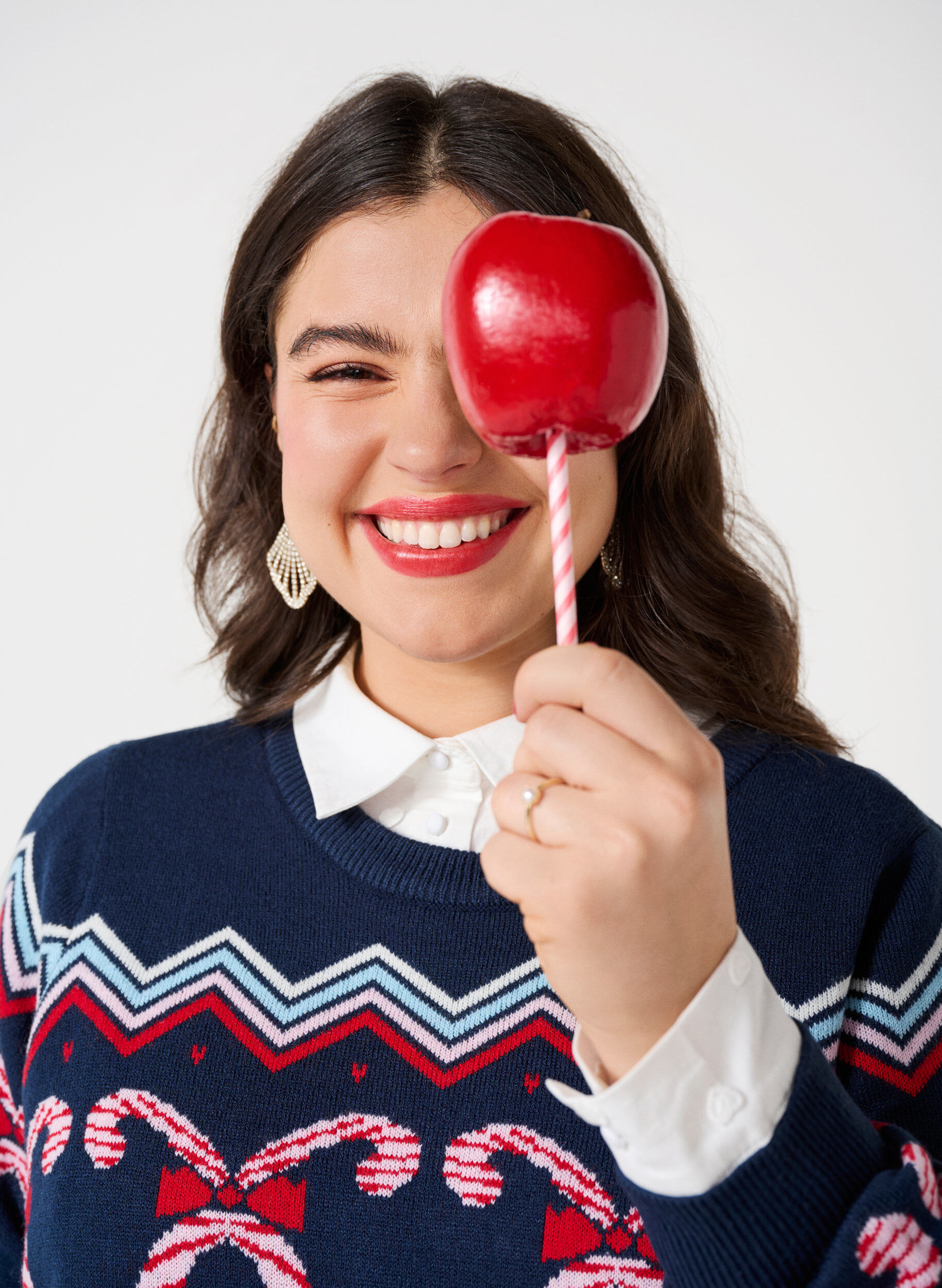 ZizziStrickkleid mit Weihnachtsmotiv und langen &Auml;rmeln, Navy Blazer Comb, Image image number 0