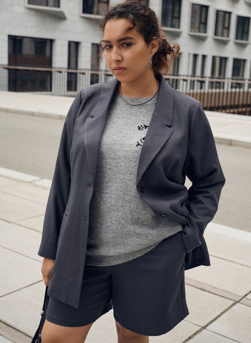 Pullover mit Perlenstickerei, Grau, Image image number 0