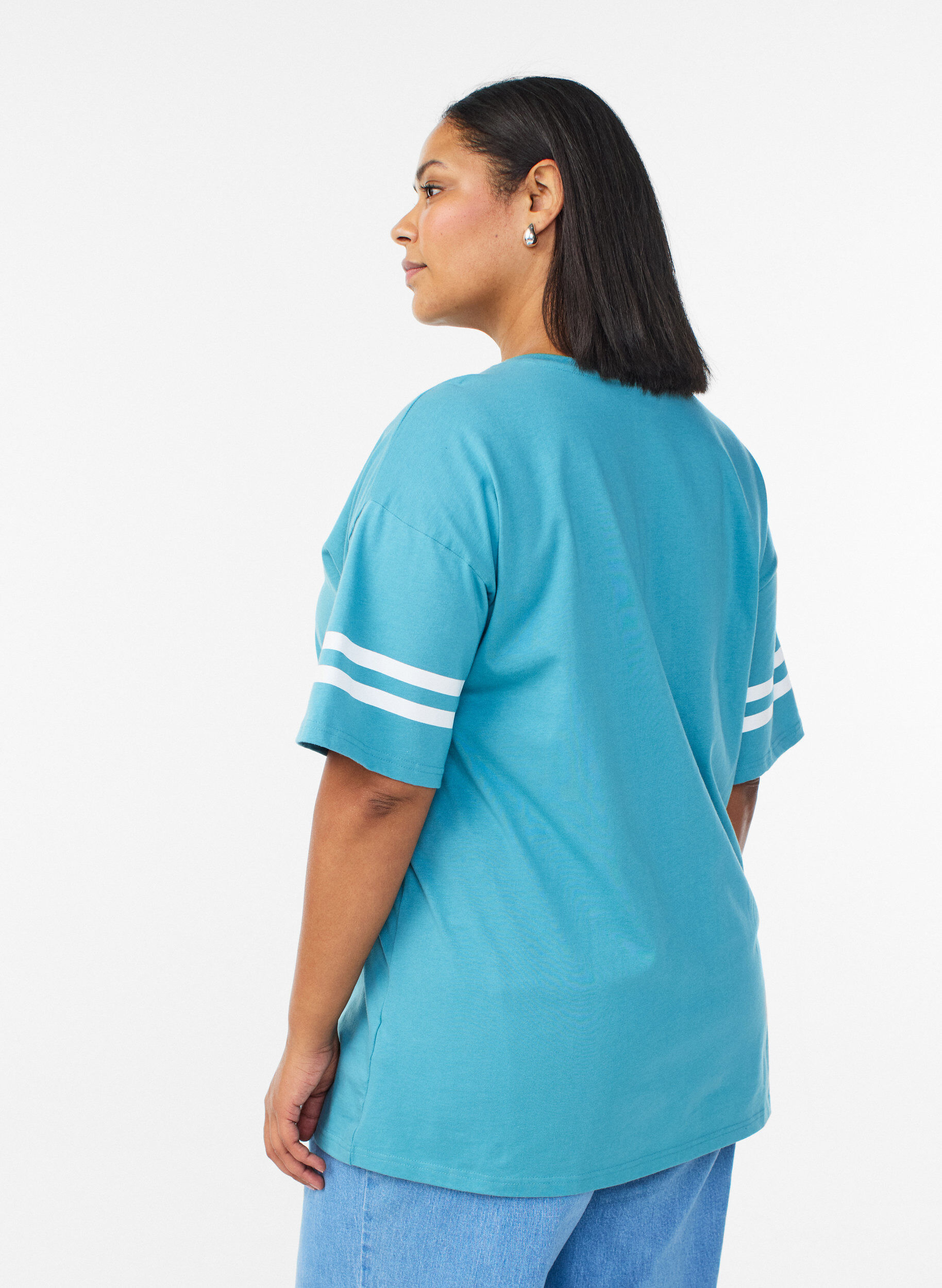 ZizziSportliches Oversize-College-T-Shirt, Blau, Model image number 2