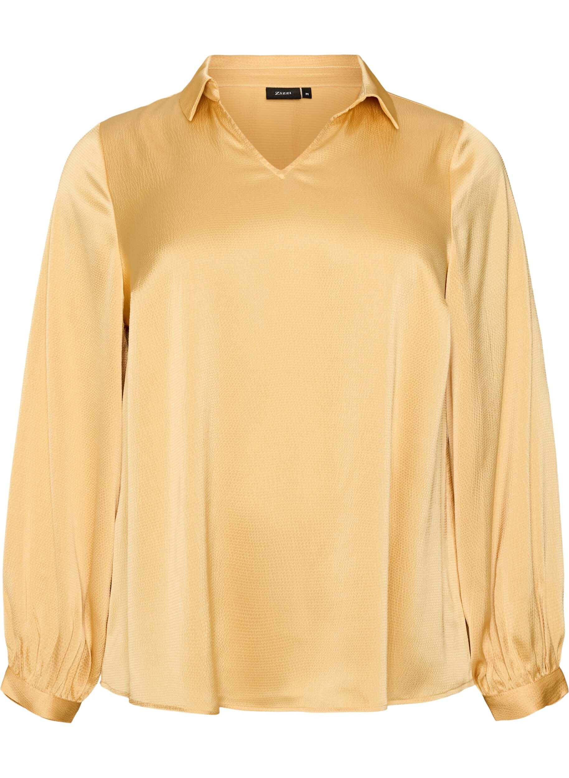Bluse mit Hemdkragen und V-Ausschnitt