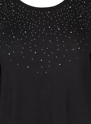 Langarm Bluse mit Nieten, Black w. Shiny Studs, Packshot image number 2