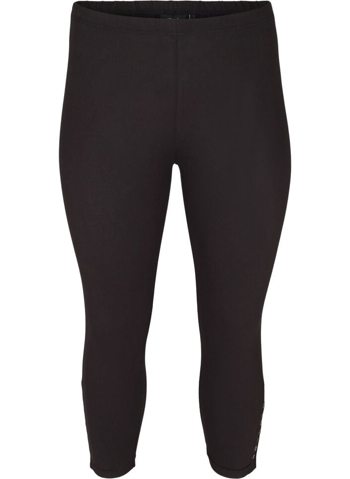 3/4 Leggings mit Kn&ouml;pfen, Schwarz, Packshot image number 0