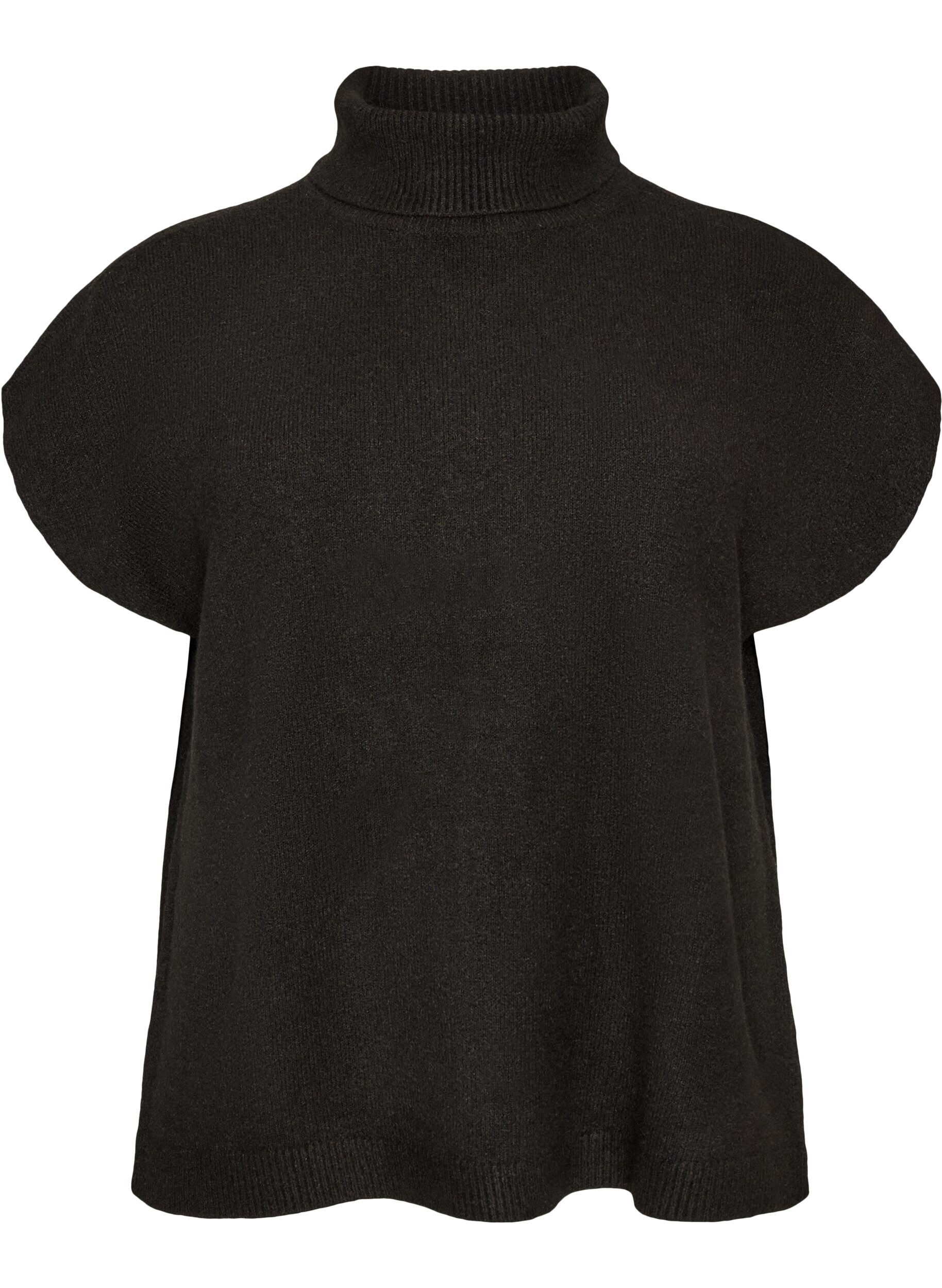 ZizziStrickweste mit Rollkragen, Schwarz, Packshot image number 0