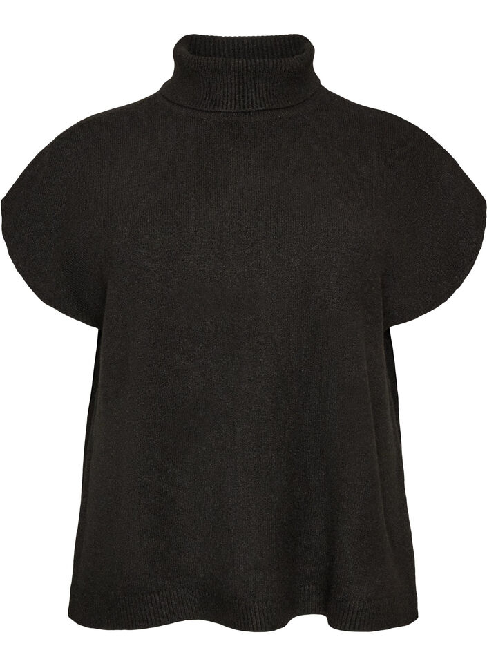 Strickweste mit Rollkragen, Schwarz, Packshot image number 0