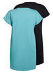 2er-Pack T-Shirt-Kleid mit kurzen &Auml;rmeln, Blau, Packshot image number 1