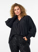 Bluse mit R&uuml;schenkragen und Raffung, Schwarz, Model image number 0