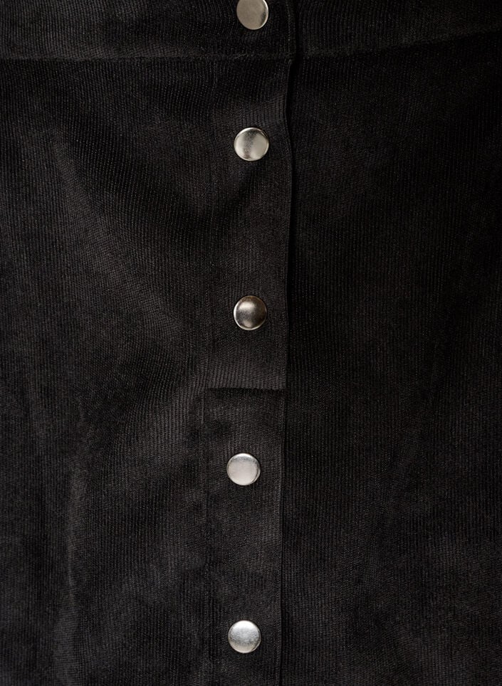 A-Linien-Rock aus Cord mit Kn&ouml;pfen, Schwarz, Packshot image number 2