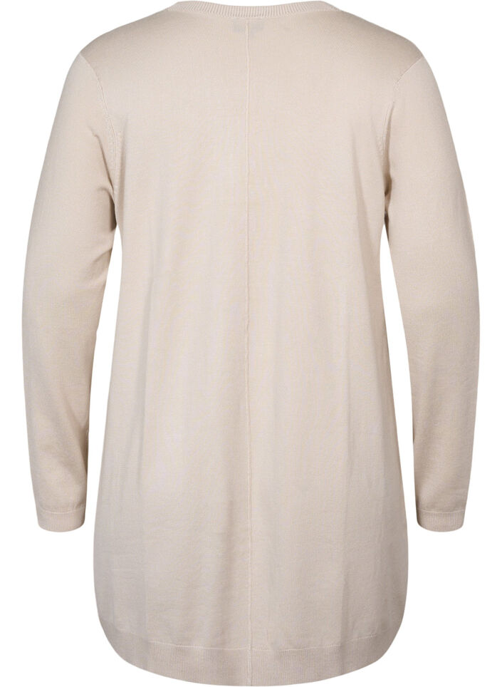 Lange Strickjacke aus einer Viskosemischung, Beige, Packshot image number 1