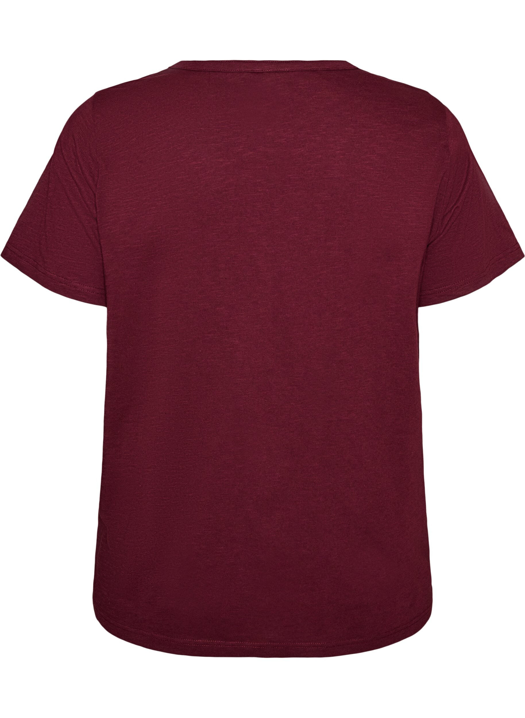 ZizziT-Shirt mit Knopfleiste, Dunkles Bordeaux, Packshot image number 1