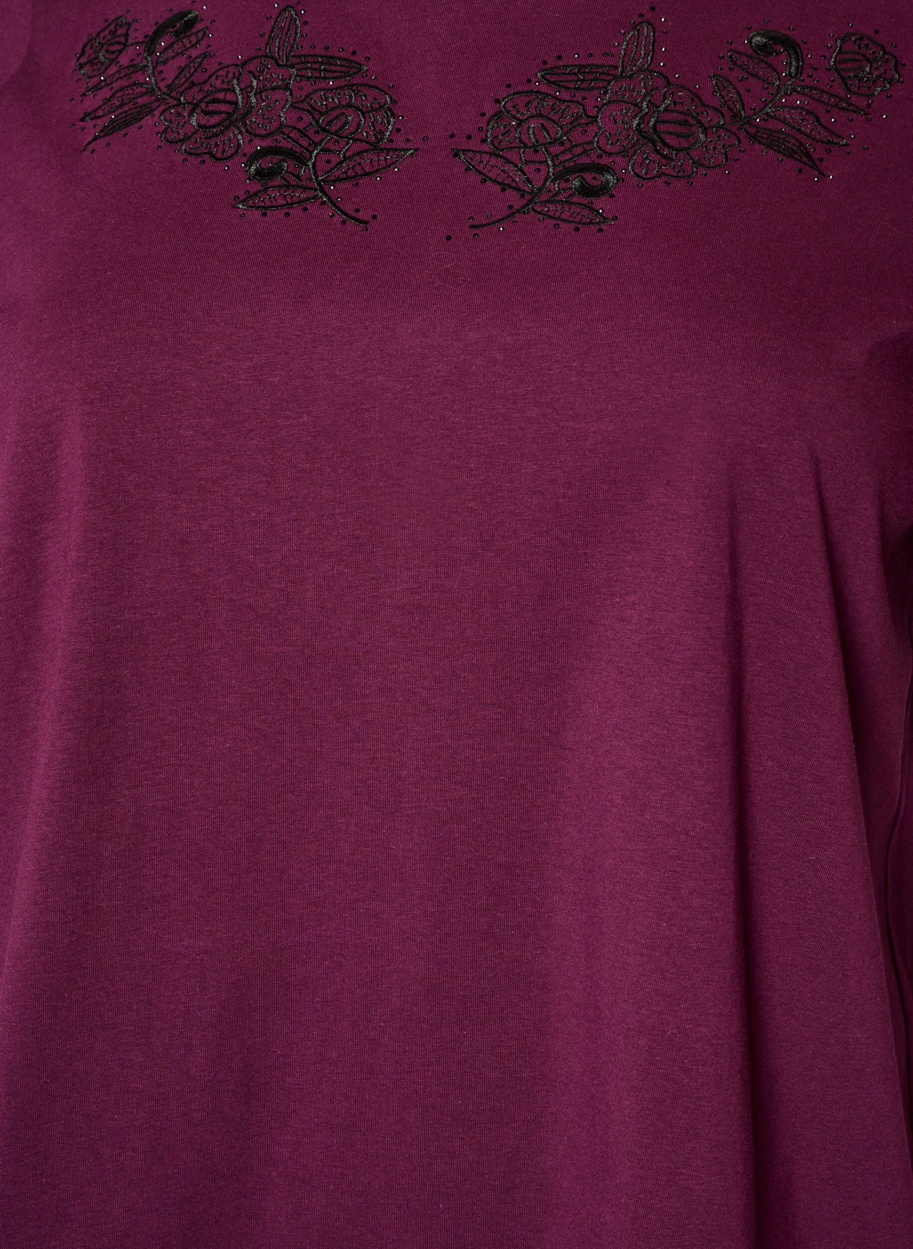 ZizziT-Shirt mit gebl&uuml;mter Stickerei und Strasssteinen, Lila, Packshot image number 2