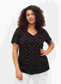 Baumwoll-T-Shirt mit Print, Black AOP, Model