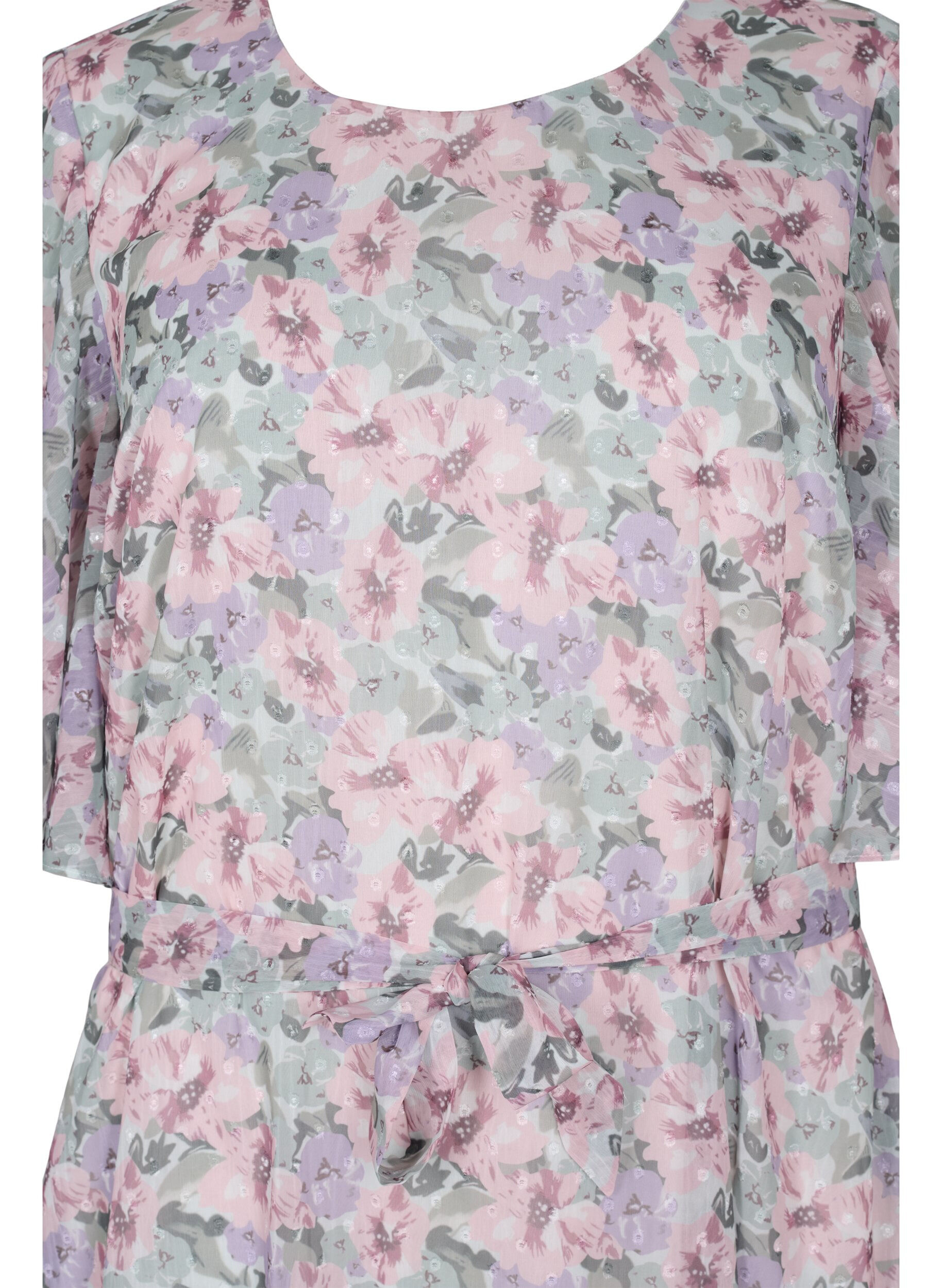 ZizziGebl&uuml;mtes Kleid mit Bindeband, Flower AOP, Packshot image number 2