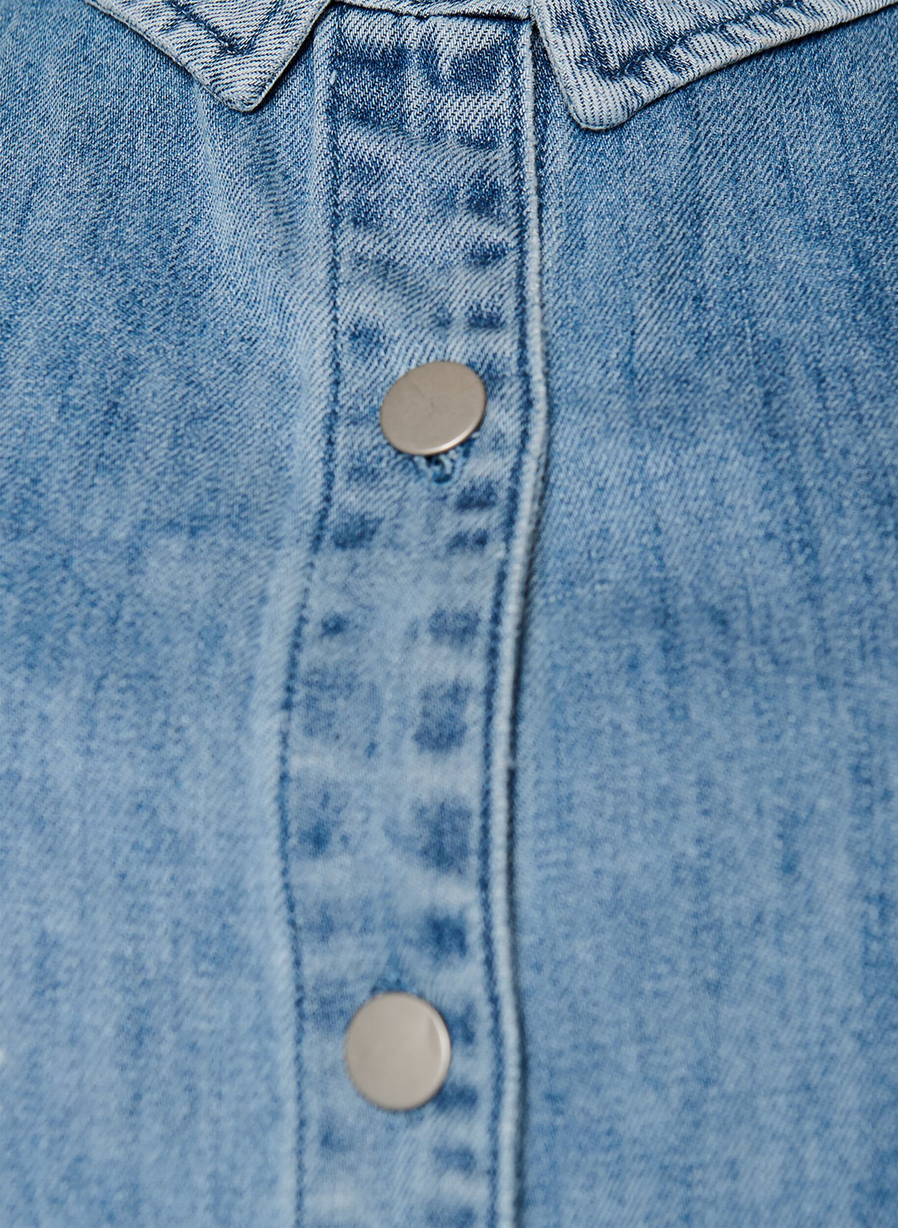 ZizziJeanshemd mit Blumenprint und kurzen &Auml;rmeln, Blau, Packshot image number 2