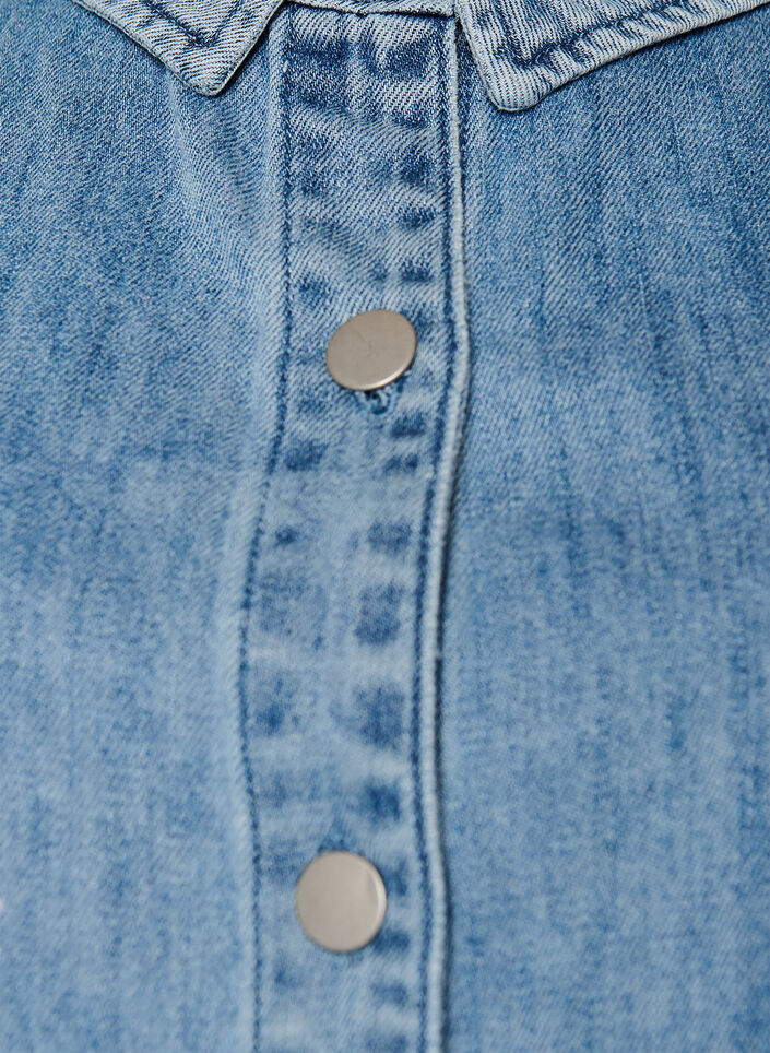 Jeanshemd mit Blumenprint und kurzen &Auml;rmeln, Blau, Packshot image number 2